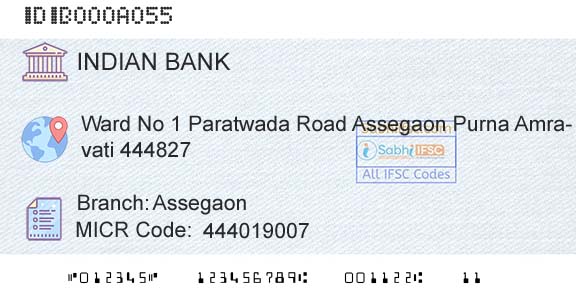 Indian Bank AssegaonBranch 