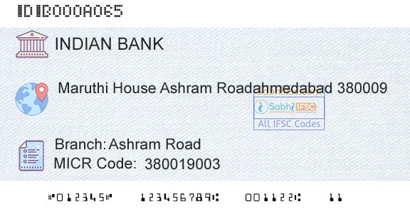Indian Bank Ashram RoadBranch 