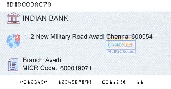 Indian Bank AvadiBranch 