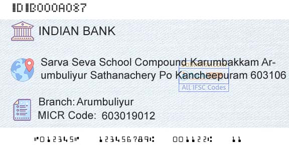 Indian Bank ArumbuliyurBranch 