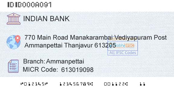 Indian Bank AmmanpettaiBranch 