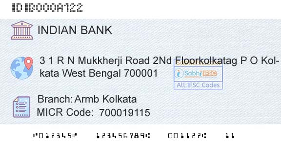 Indian Bank Armb KolkataBranch 