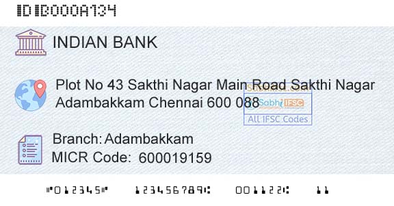Indian Bank AdambakkamBranch 