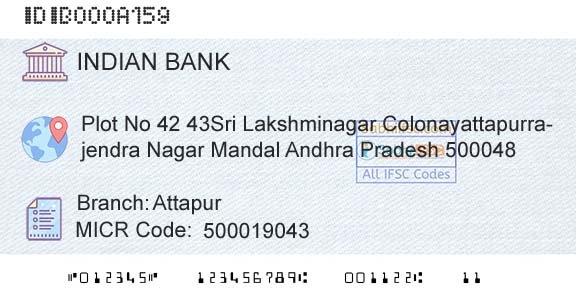 Indian Bank AttapurBranch 