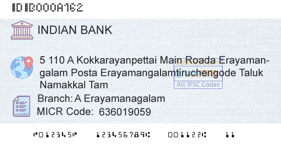 Indian Bank A ErayamanagalamBranch 