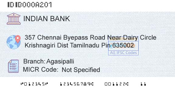 Indian Bank AgasipalliBranch 