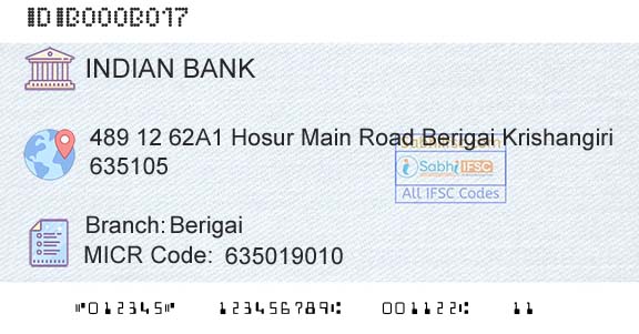 Indian Bank BerigaiBranch 