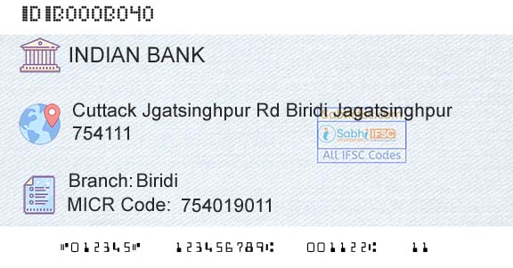 Indian Bank BiridiBranch 