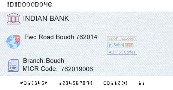 Indian Bank BoudhBranch 
