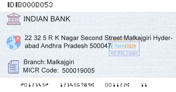 Indian Bank MalkajgiriBranch 