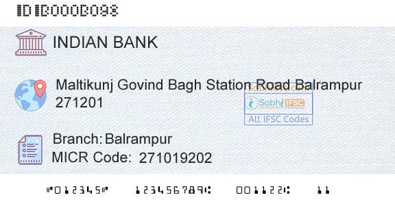 Indian Bank BalrampurBranch 