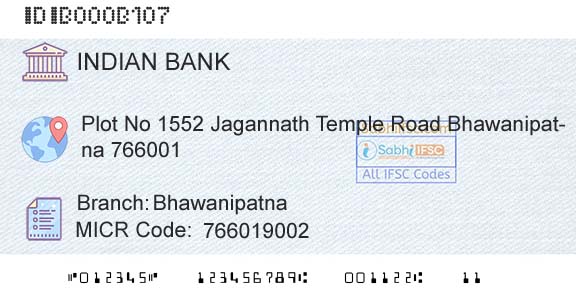 Indian Bank BhawanipatnaBranch 