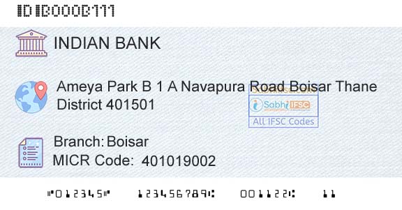 Indian Bank BoisarBranch 
