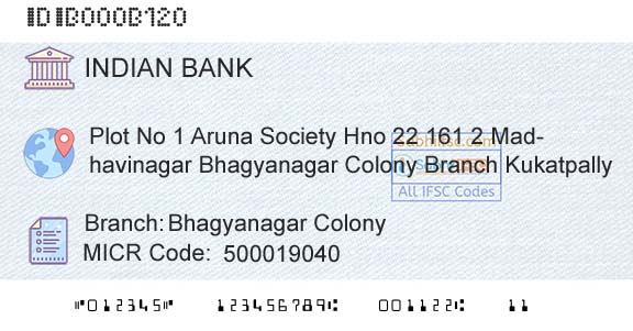 Indian Bank Bhagyanagar ColonyBranch 