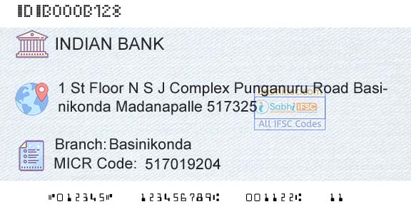 Indian Bank BasinikondaBranch 