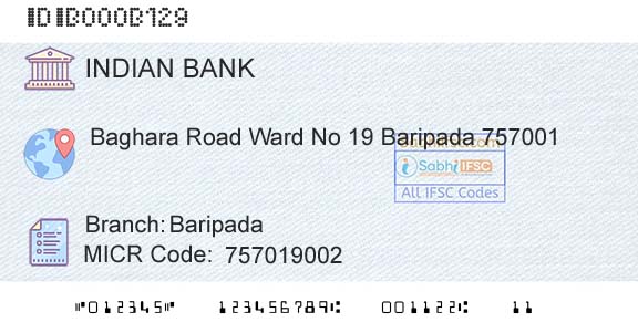 Indian Bank BaripadaBranch 