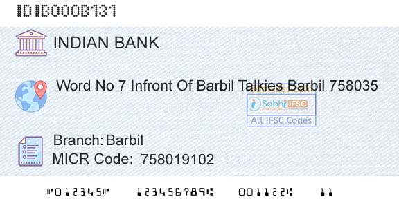 Indian Bank BarbilBranch 