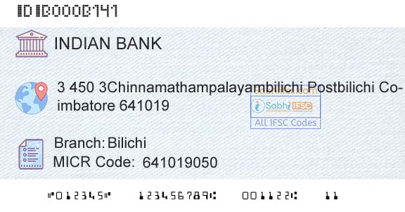 Indian Bank BilichiBranch 