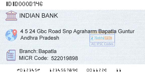 Indian Bank BapatlaBranch 
