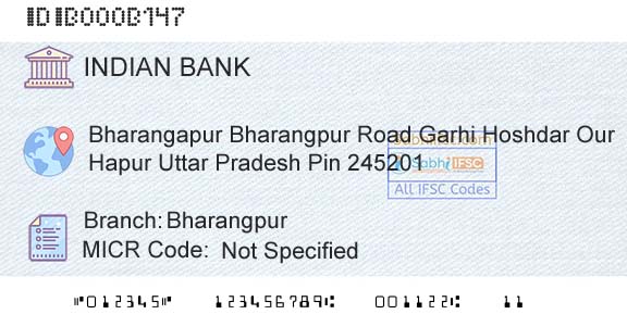 Indian Bank BharangpurBranch 