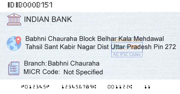 Indian Bank Babhni ChaurahaBranch 