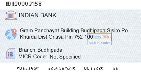 Indian Bank BudhipadaBranch 