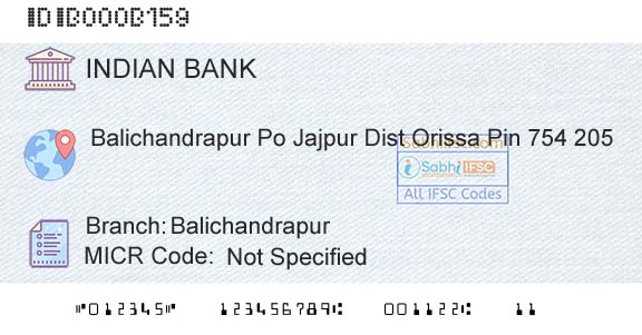 Indian Bank BalichandrapurBranch 