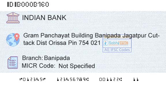 Indian Bank BanipadaBranch 