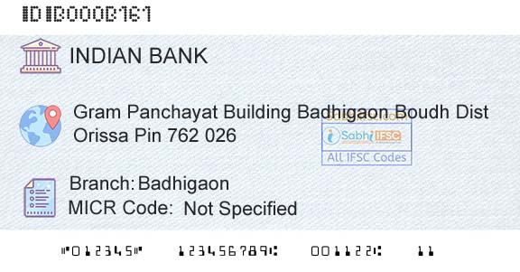 Indian Bank BadhigaonBranch 