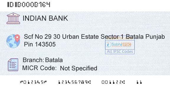 Indian Bank BatalaBranch 