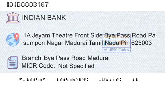 Indian Bank Bye Pass Road MaduraiBranch 