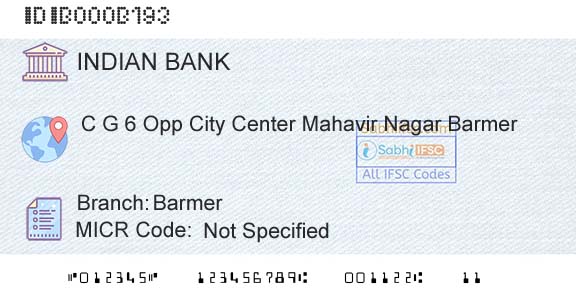 Indian Bank BarmerBranch 
