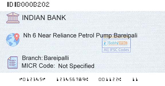 Indian Bank BareipalliBranch 