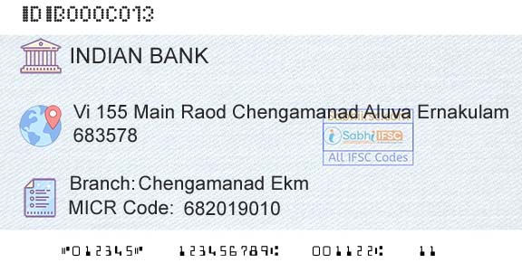 Indian Bank Chengamanad Ekm Branch 