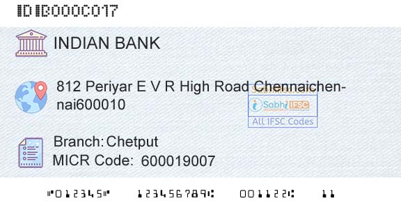 Indian Bank ChetputBranch 