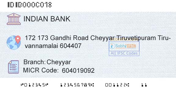 Indian Bank CheyyarBranch 