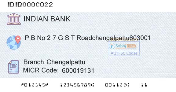 Indian Bank ChengalpattuBranch 