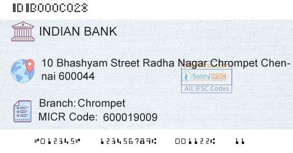 Indian Bank ChrompetBranch 