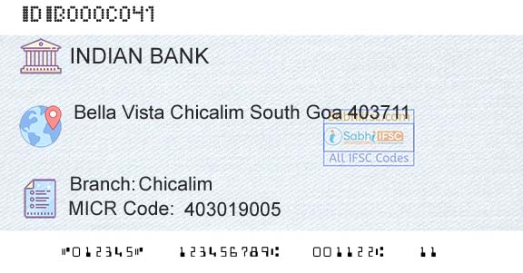 Indian Bank ChicalimBranch 