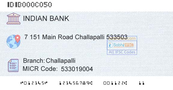 Indian Bank ChallapalliBranch 