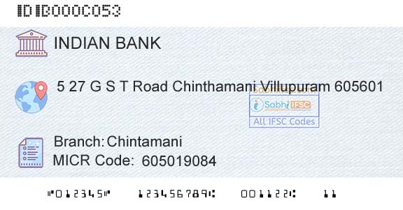 Indian Bank ChintamaniBranch 