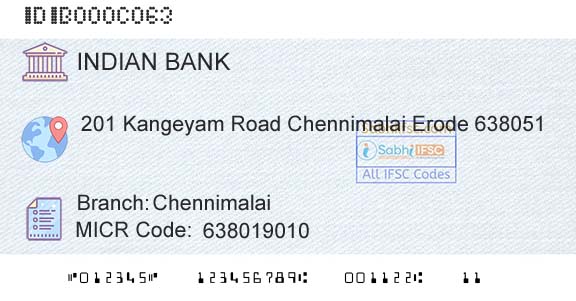 Indian Bank ChennimalaiBranch 