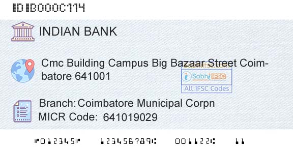 Indian Bank Coimbatore Municipal Corpn Branch 