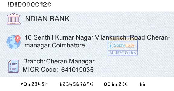 Indian Bank Cheran ManagarBranch 
