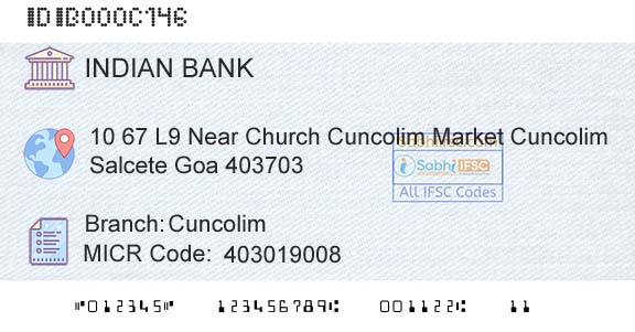 Indian Bank CuncolimBranch 
