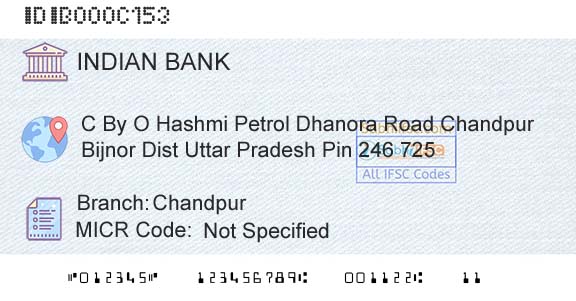 Indian Bank ChandpurBranch 