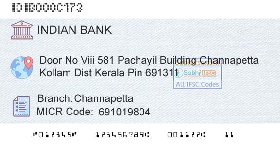 Indian Bank ChannapettaBranch 