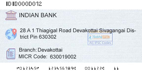 Indian Bank DevakottaiBranch 