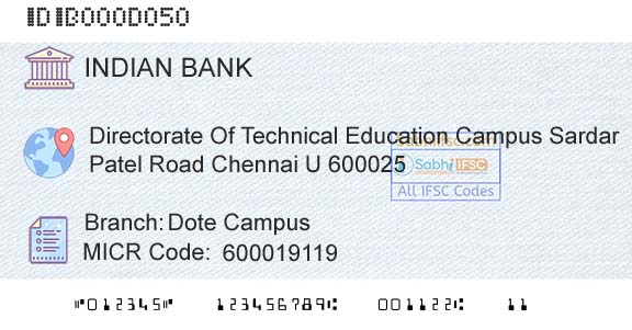 Indian Bank Dote CampusBranch 
