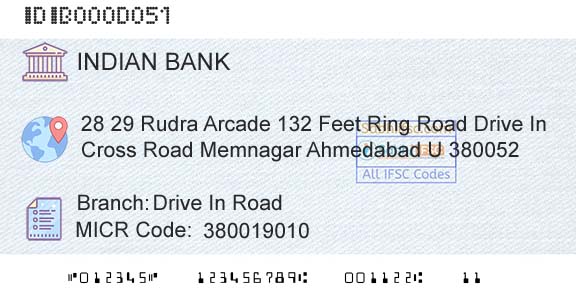 Indian Bank Drive In RoadBranch 